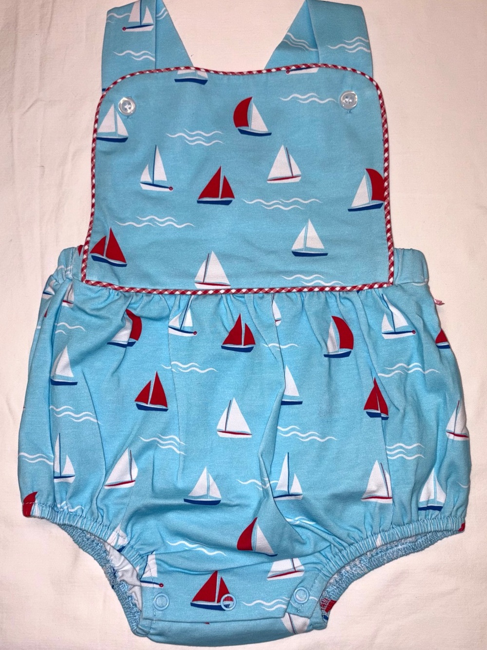 Cecil and Lou Baby Bubble Romper in Sailboat Print sz 12 months NWT
